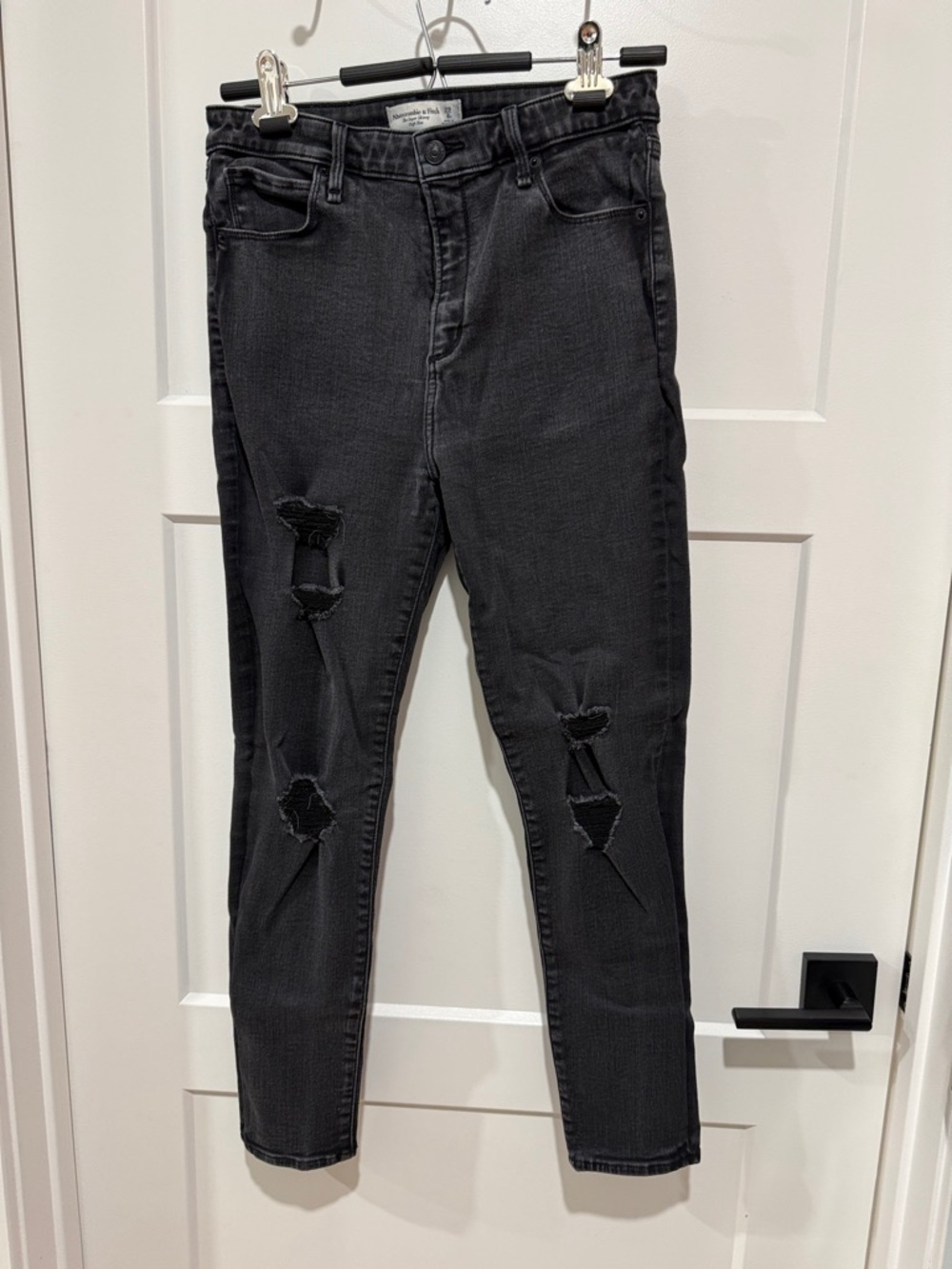 Abercrombie & Fitch Black Distressed Skinny Jeans
